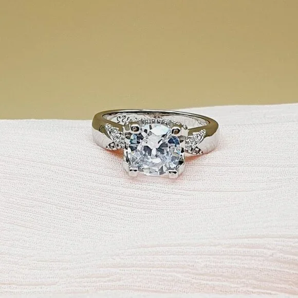 Beautiful Engagement Pure Cubic Silver Rings for Women, INDN8445 - Picture 4 of 8